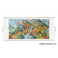 Chinese Landscape Painting Scroll of Mountains and Waterfalls