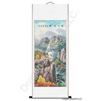 Landscape Scroll Painting of Misty Mountain Scenery