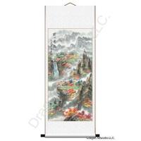 Chinese Landscape Scroll Painting of Steep Peaks